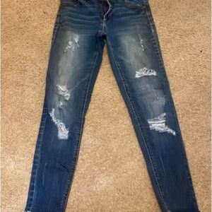 Rue21 Distressed Dark Blue Midrise Jeggings Skinny Jeans